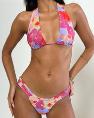 Cerry Bikini Top in Pink Holiday Floral