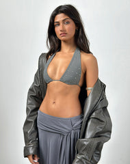 Cerry Bikini Top in Charcoal with Studs