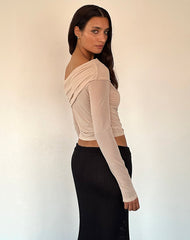 Chidi Sheer Mesh Bardot Top in Camel