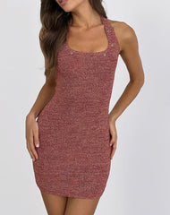 Codiya Stud Mini Dress in Red Shimmer