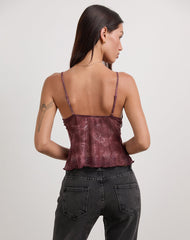 Cojira Top in Mesh Tonal Paisley Plum