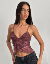 Cojira Top in Mesh Tonal Paisley Plum