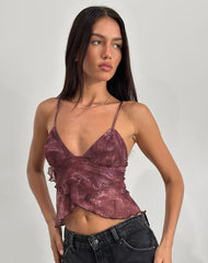 Cojira Top in Mesh Tonal Paisley Plum