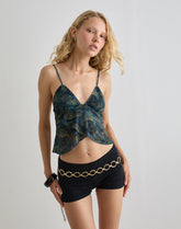 Cojira Mesh Butterfly Top in Tonal Blue Paisley