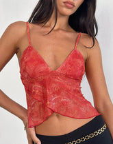 Cojira Mesh Butterfly Top in Tonal Paisley Red