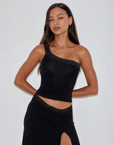 Cordia One Shoulder Top in Black