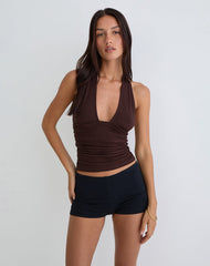 Cosimo Halter Top in Rayon Bitter Chocolate