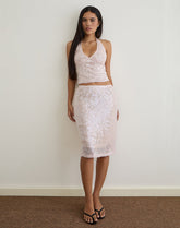 Kavivi Midi Skirt in Sequin Baby Pink