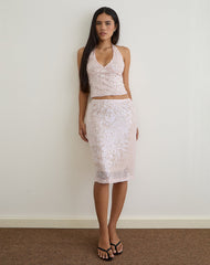 Kavivi Midi Skirt in Sequin Baby Pink