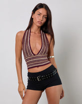 Cosya Top in Shimmer Stripe Knit Rust