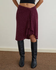 Esmeray Midi Skirt in Flocked Leopard Plum
