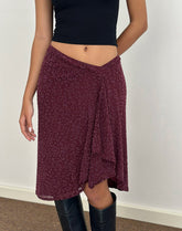 Esmeray Midi Skirt in Flocked Leopard Plum
