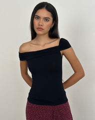 Cuthbe Off The Shoulder Twist Top in Black