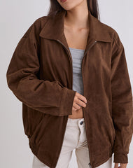 Cavita Jacket in Faux Suede Brown