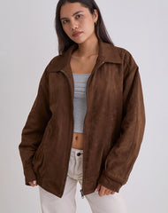 Cavita Jacket in Faux Suede Brown