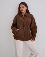 Cavita Jacket in Faux Suede Brown