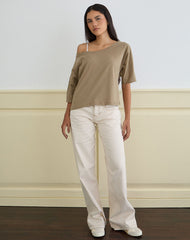 Daimin Off the Shoulder Top in Jersey Khaki