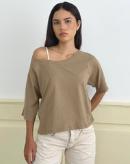 Daimin Off the Shoulder Top in Jersey Khaki