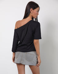 Daman Off-The-Shoulder Basic Top in Black