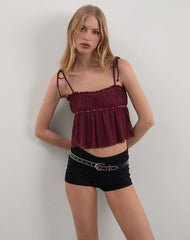 Damaris Cami Top in Wine with Studs