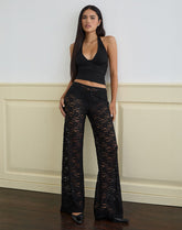 Dasom Trouser in Floral Lace Black