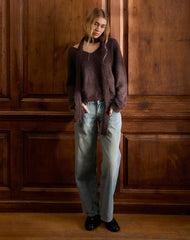 Dikara Jumper with Scarf in Knit Brown