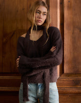 Dikara Jumper with Scarf in Knit Brown