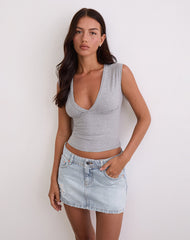 Distressed Mini Skirt in Blue Bleach