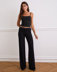 Dorala Low Rise Trousers with Eyelets in Black