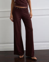 Dorala Low Rise Trousers with Eyelets in Dark Plum