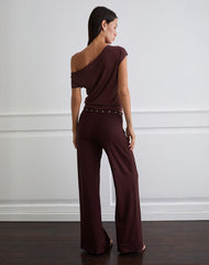 Dorala Low Rise Trousers with Eyelets in Dark Plum