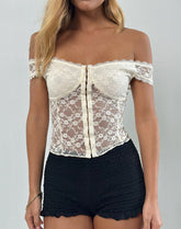 Dovica Corset Top in Ivory Canina Rose Lace