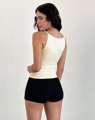 Dudley Vest Top in Buttermilk with Blue Painted Flower