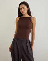 Dudley Vest Top in Jersey Bitter Chocolate