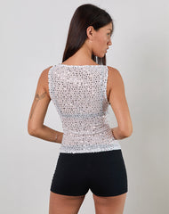 Dudley Vest Top in Sequin Knit Silver