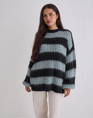 Daren Jumper in Grey and Charcoal Stripes