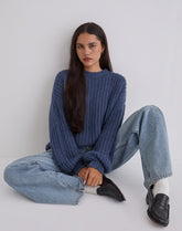 Daren Oversized Knitted Jumper in Navy