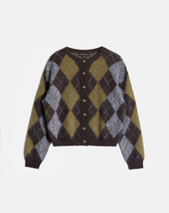 Eliana Cardigan in Knit Argyle Brown