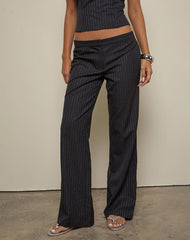 Ganta Slim Trouser in Pinstripe Black