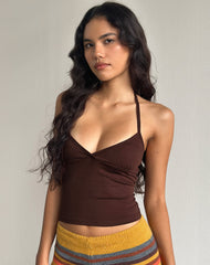 Elspe Halterneck Top in Bitter Chocolate