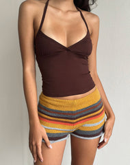 Elspe Halterneck Top in Bitter Chocolate