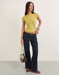 Elyra Asymmetric Top in Knit Golden Green