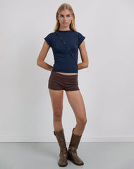 Elyra Asymmetric Top in Knit Navy