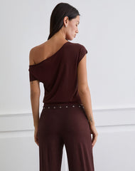 Elysian Asymmetric Top in Rayon Dark Plum