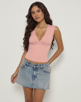Emberly Plunge Top in Pink Lady
