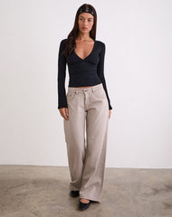 Low Rise Roomy Jeans in Pebble