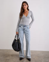 Emesy Long Sleeve Top in Grey Marl