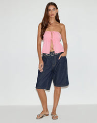 Ender Tie Bandeau Top in Rayon Ballet Pink