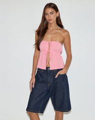 Ender Tie Bandeau Top in Rayon Ballet Pink