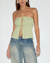 Ender Tie Bandeau Top in Rayon Pistachio